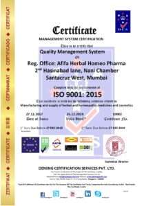 10002 dcs afifa herbal homeo pharma iso 9001 2015