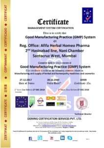 10003 dcs afifa herbal homeo pharma gmp certificate