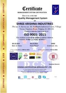 10035 dcs shree krishna industries iso 9001 2015