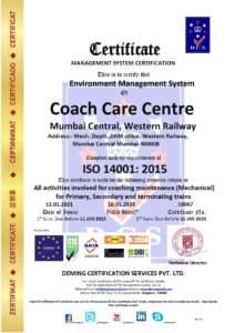 10067 dcs coaching depot mumbai central iso 14001 cert