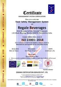 10078 dcs regale beverages iso22001 cert