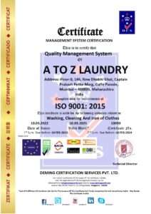 10090 dcs a to z laundry iso 9001 certificate