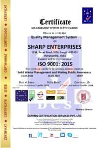 10097 dcs sharp enterprises iso 9001 certificate sangli