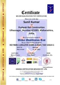 10105 dcs welder certificate sunil kumar pushpak rc mumbai