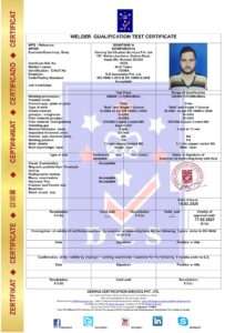 10350a dcs mig welder certificate amit yadav s.g associates pvt.ltd bhilwara rajasthan