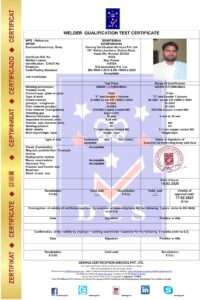 10352a dcs mig welder certificate ajay kumar s.g associates pvt.ltd bhilwara rajasthan