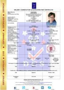 10353a dcs mig welder co ordinator certificate nikhil chobey s.g associates pvt.ltd bhilwara rajasthan
