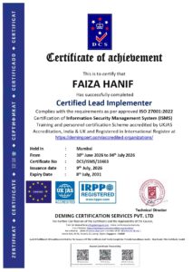 10463 dcs faiza hanif iso 27001 lead implementor page 0001 (1)